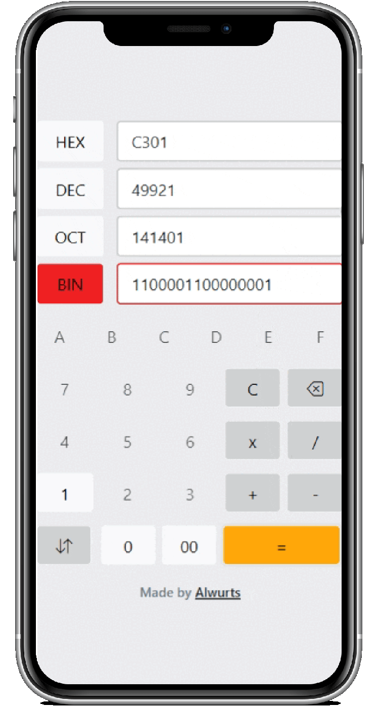 A Gif of an iPhone using the calculator features of the app