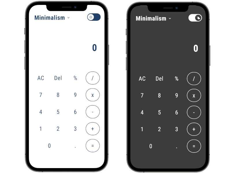 A calculator in Minimalsim UI style
