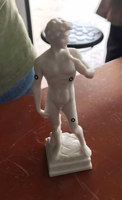 Model of David statue with tracking markers