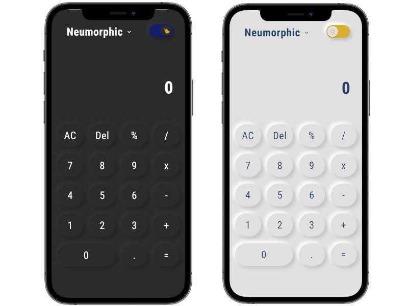 A calculator in Neumorphism UI style