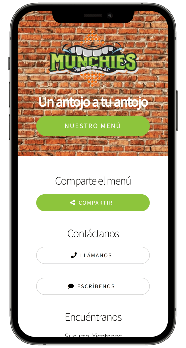 An iPhone showing an app that displays a menu via a QR code